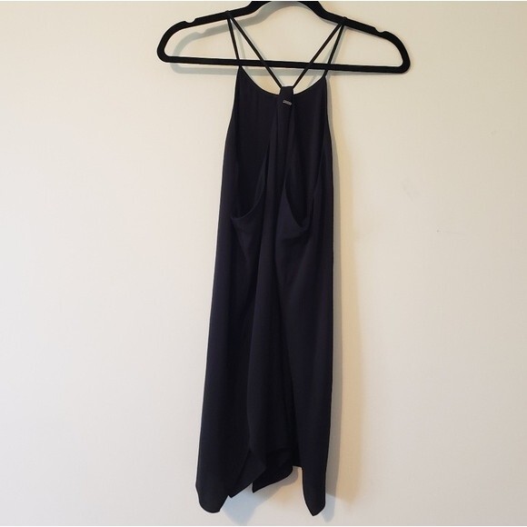 HALSTON HERITAGE High Neck Flowy Cami Silk Dress Black Back Logo - Picture 8 of 13